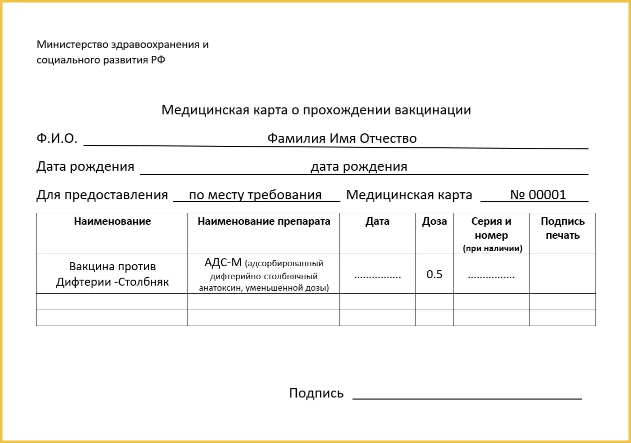 Купить и оформить справку о прививке от дифтерии в Долгопрудном